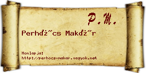 Perhócs Makár névjegykártya